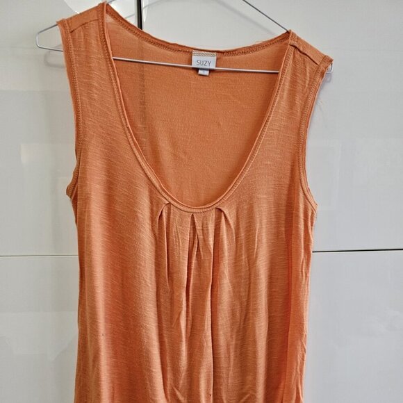 Suzy Flowy Thin Sleeveless Orange Tank Top - Picture 2 of 6
